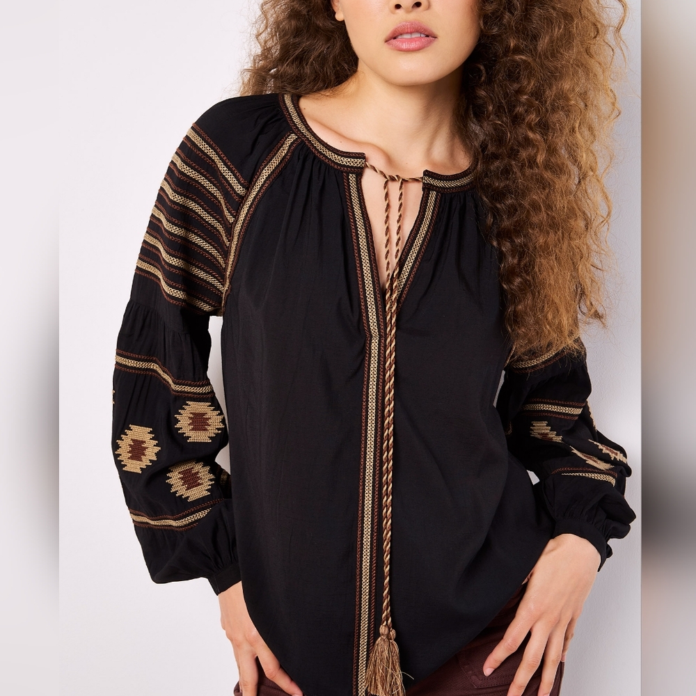 Embroidered Blouson Sleeve Top